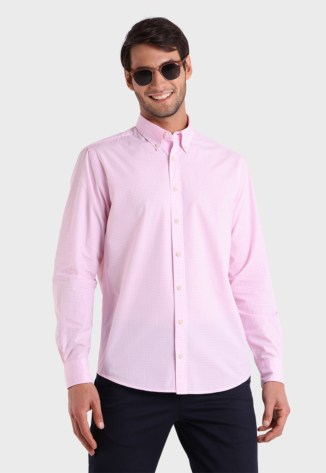 Camisa De Manga Larga A Cuadros Con Botones Para Hombre, Camisas Informales