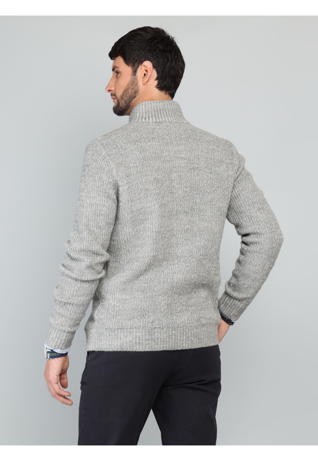 Cárdigan Cuello Alto Regular Fit Gris Arrow