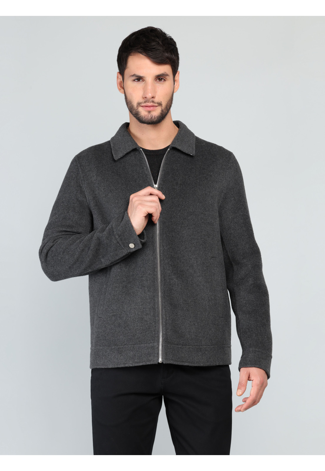 Chaqueta Lisa Recta Regular Fit Gris oscuro Arrow